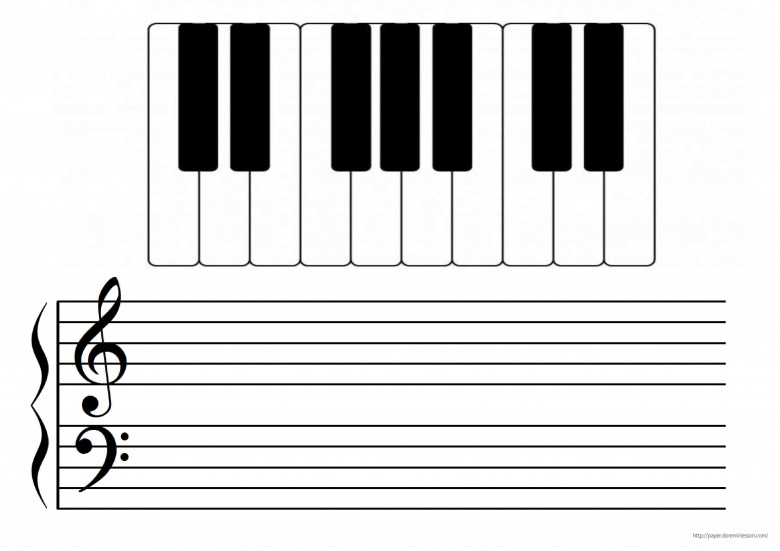 鍵盤と大譜表2 | どれみレッスン プリント